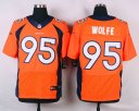 Nike NFL Elite Broncos Jersey #95 Wolfe Orange